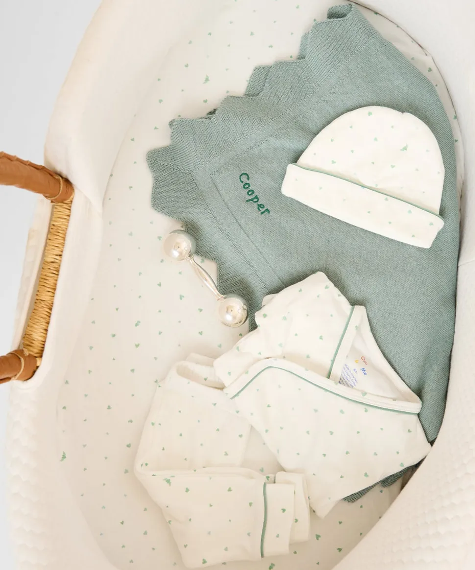 Crib Sheet in Seafoam Hearts
