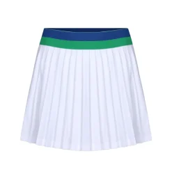 Cricket Skort in White with Blue & Green Trim