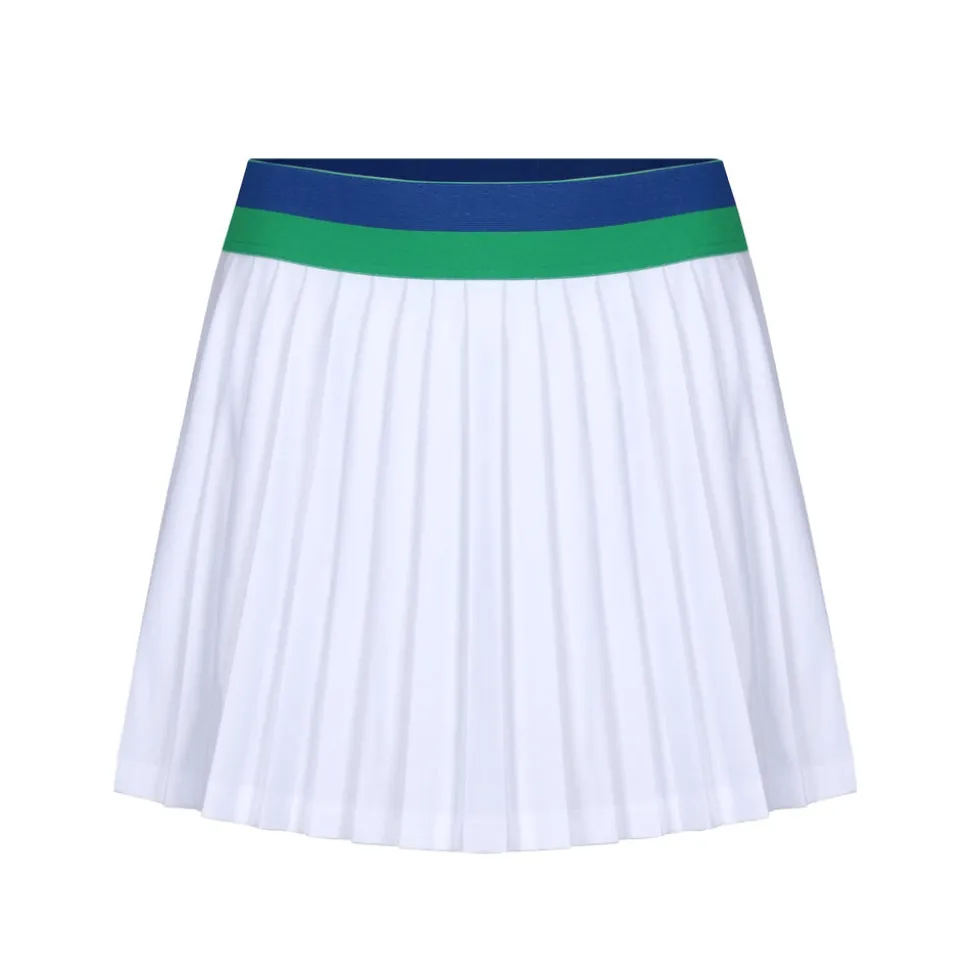 Cricket Skort in White with Blue & Green Trim