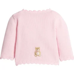 Crochet Cardigan in Pink Teddy Bear