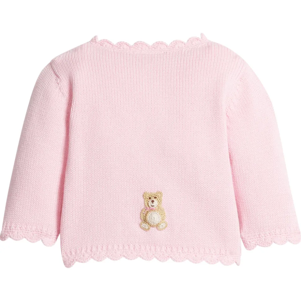 Crochet Cardigan in Pink Teddy Bear