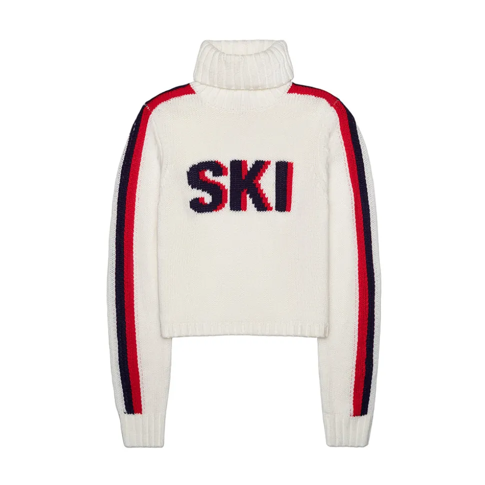 Cropped Ski Turtleneck Sweater in Ivory