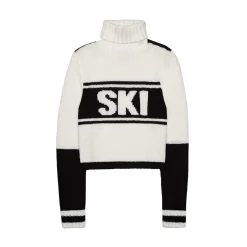 Cropped Vintage Ski Turtleneck Sweater in Ivory Black