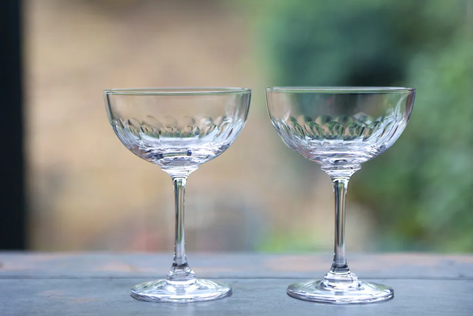 Crystal Champagne Saucers with Lens Design