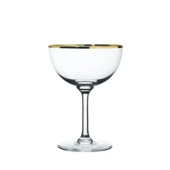 Crystal Champagne Saucers with Gold Rim Design
