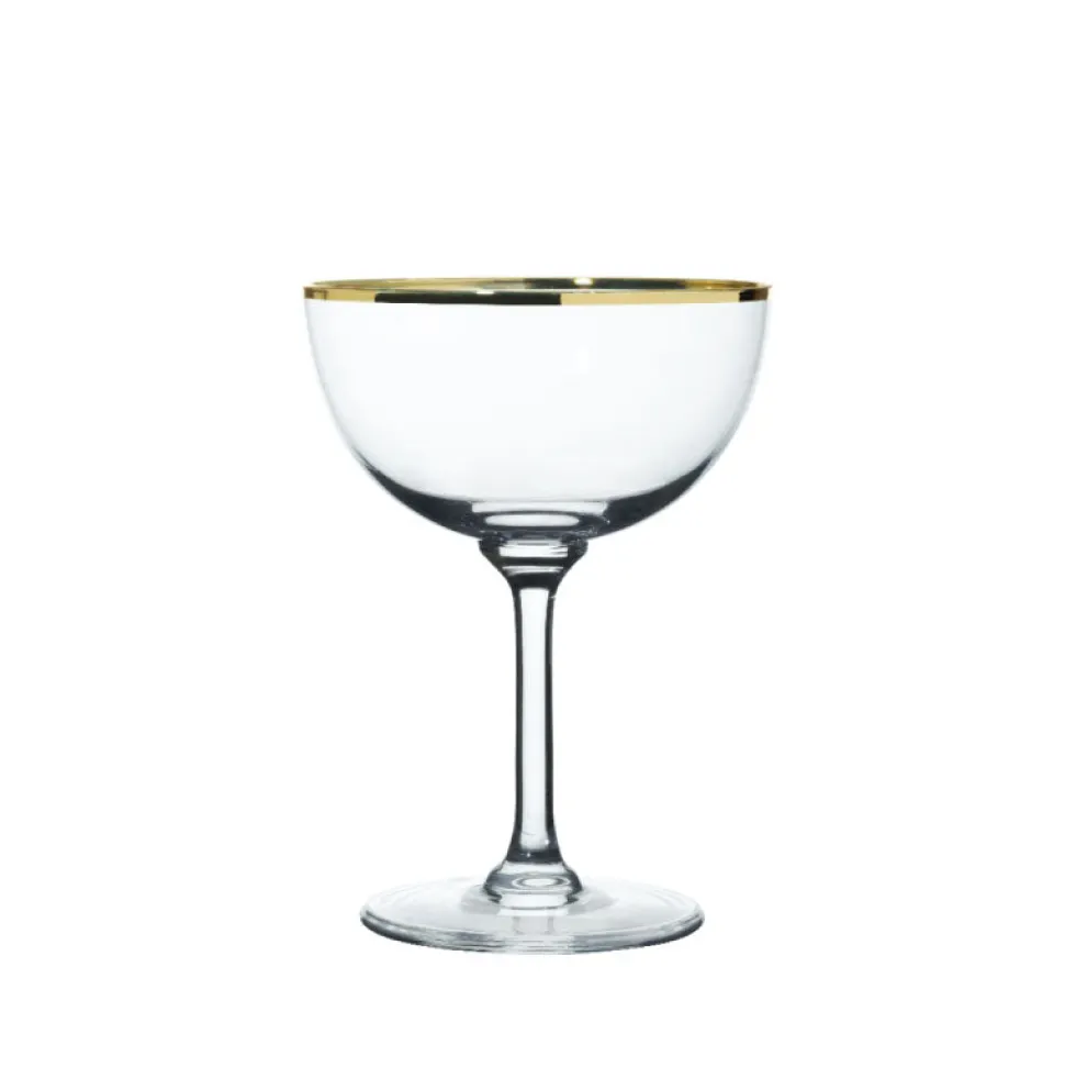 Crystal Champagne Saucers with Gold Rim Design