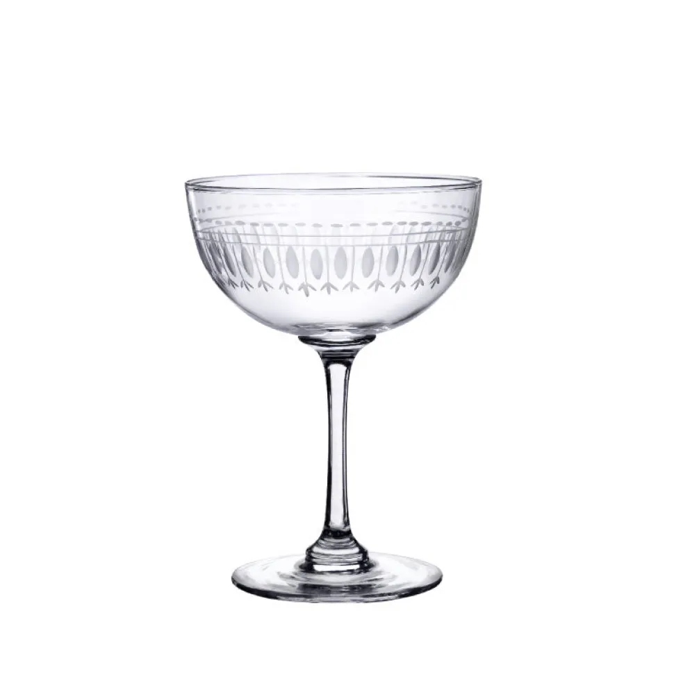 Crystal Champagne Saucers with Ovals Design