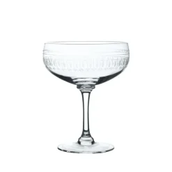 Crystal Cocktail Glasses with Ovals Design, Set of Four