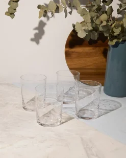 Crystal Large Tumblers with Lens Design, Set of 4