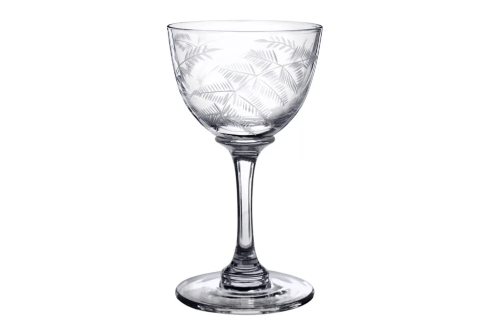 Crystal Liqueur Glasses with Fern Design, Set of Six
