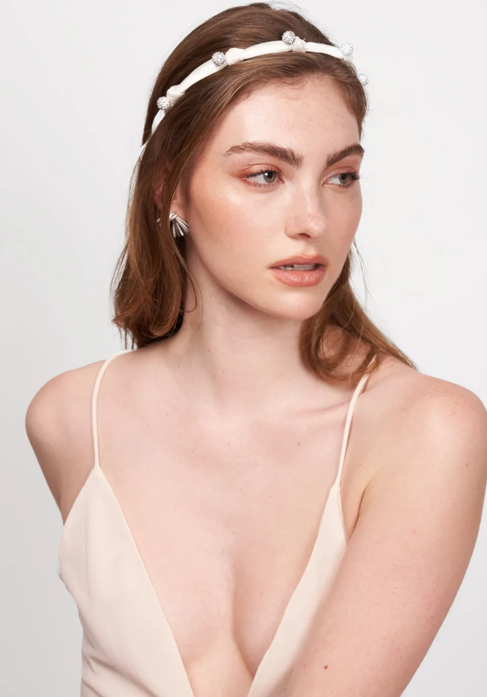 Crystal Skinny Headband in White