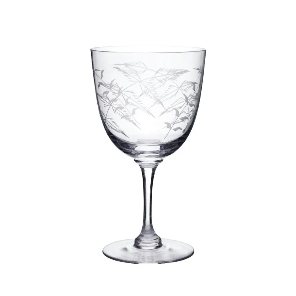 Crystal Wine Glasses with Fern Design