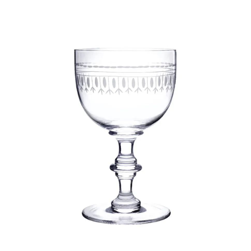 Crystal Wine Goblets with Ovals Design, Set of Four