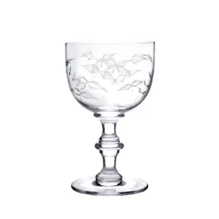 Crystal Wine Goblets with Fern Design, Set of Four