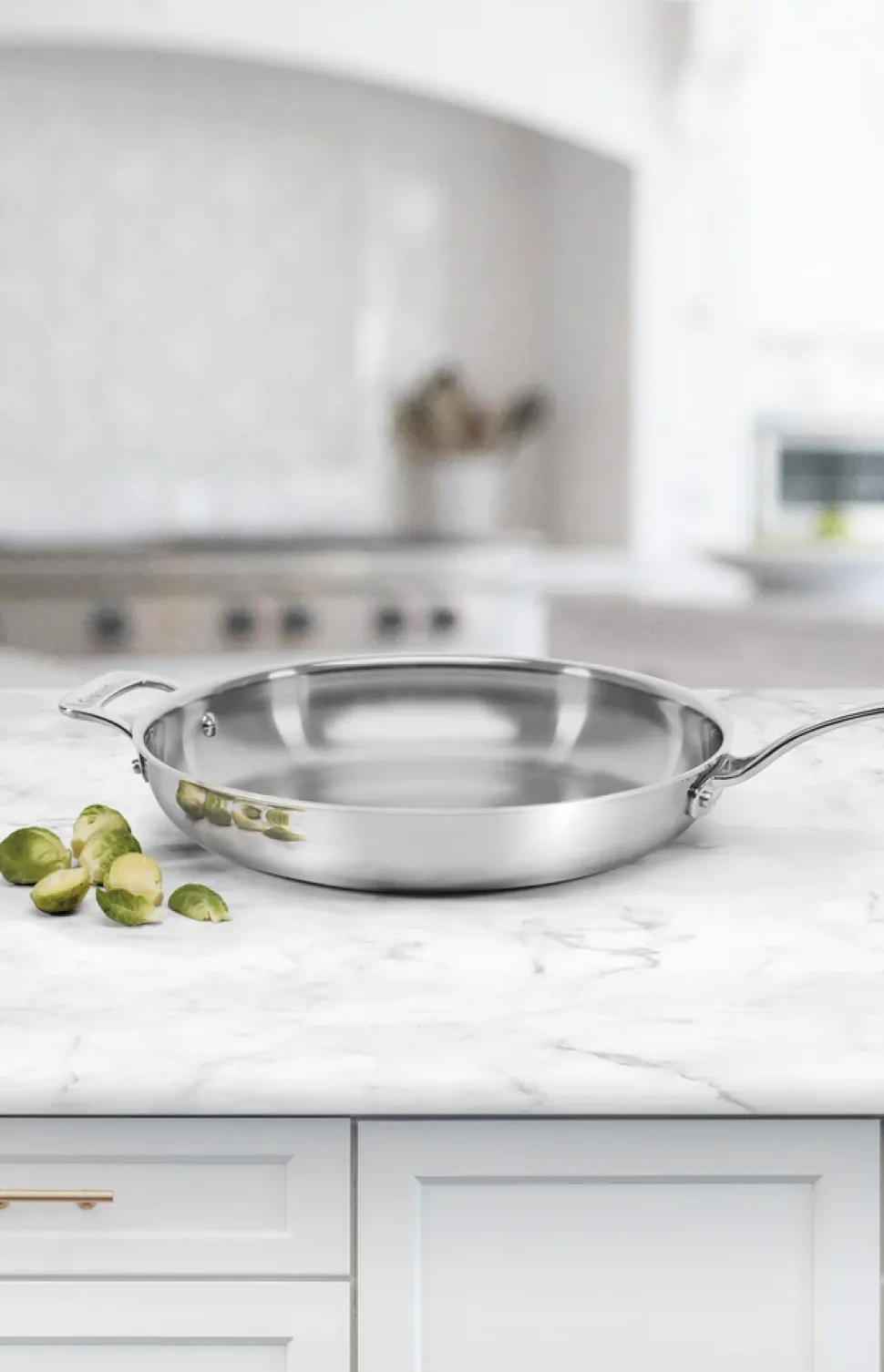 Custom-Clad 5-Ply 12" Fry Pan with Helper Handle in Stainless Steel