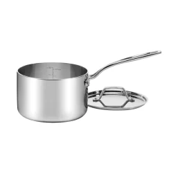 Custom-Clad 5-Ply 3 Qt. Saucepan with Cover in Stainless Steel