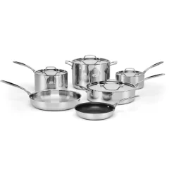 Custom-Clad 5-Ply Stainless Steel 10 Piece Cookware Set in Stainless Steel