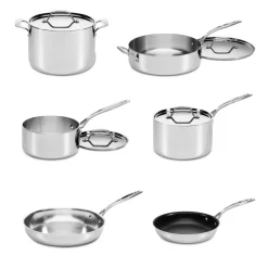 Custom-Clad 5-Ply Stainless Steel 10 Piece Cookware Set in Stainless Steel