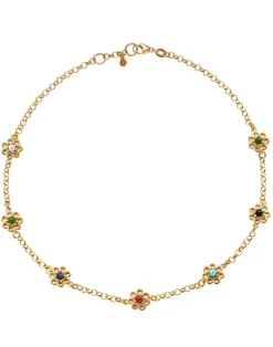 Daisy Chain Necklace in Gold & Multi-Color