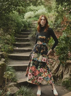 Daisy Dress in Black Victorian Floral