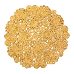 Daisy Jute 15" Round Placemat in Mustard, Set of 4
