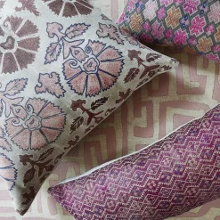 Daisy Suzani Throw Pillow in Blush