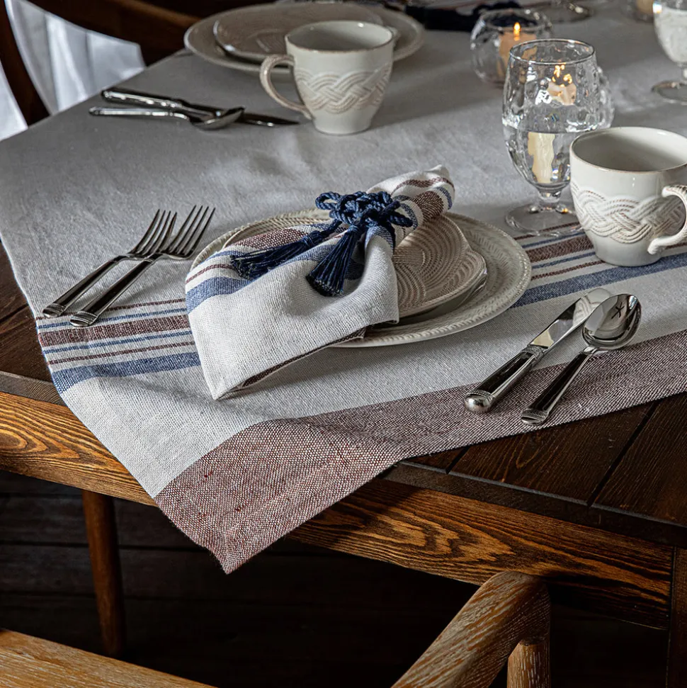 Danish Stripe 52" Table Square in Taupe