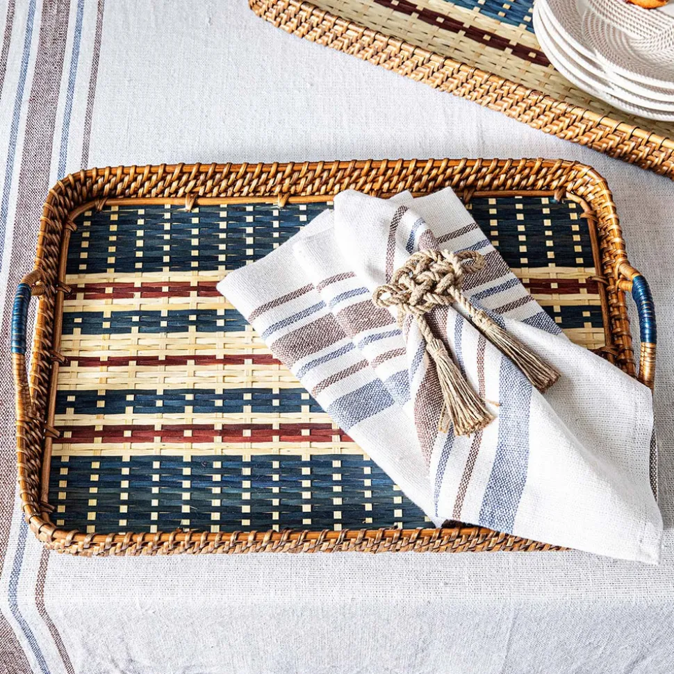 Danish Stripe 18" Tray in Navy
