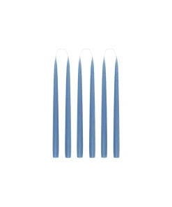 Danish Taper Candles in Cornflower, Set of 6