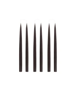 Danish Taper Candles in Chocolate Brown, Set of 6