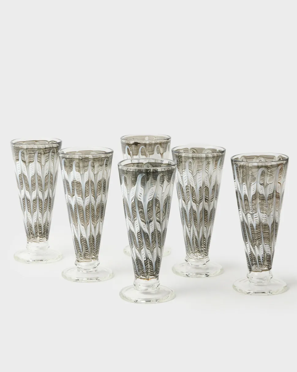 D’Ascoli Donatello Flute Glasses in Walnut, Set of 6