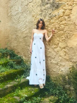 Days Gown in White with Painted Beads