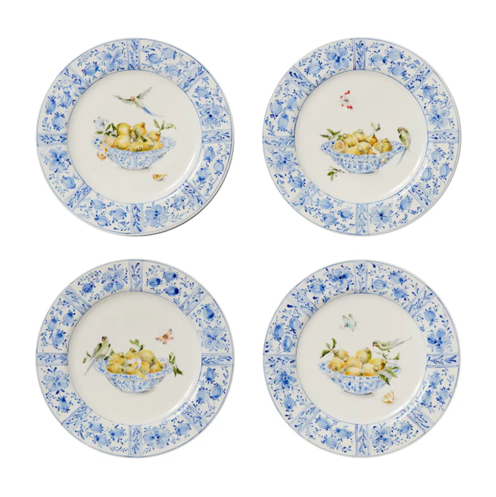 Delft Plates in Lemons, Set of 4