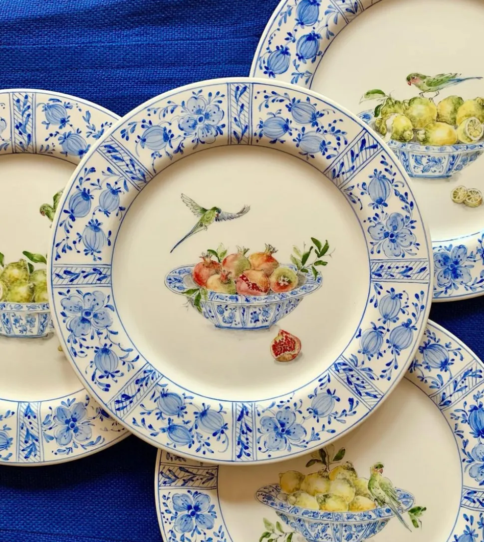 Delft Plates in Lemons, Set of 4