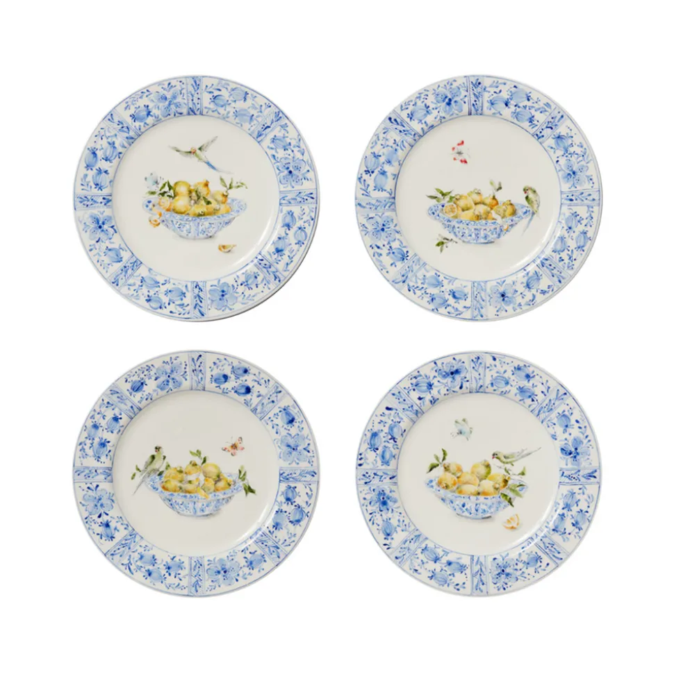 Delft Plates in Lemons, Set of 4