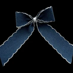 Denim Napkin Bow in Denim with White Scalloped Edge