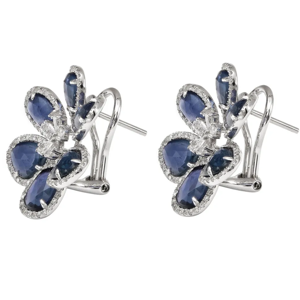 Desert Blooms Mariposa Blue Sapphire Stud Earrings