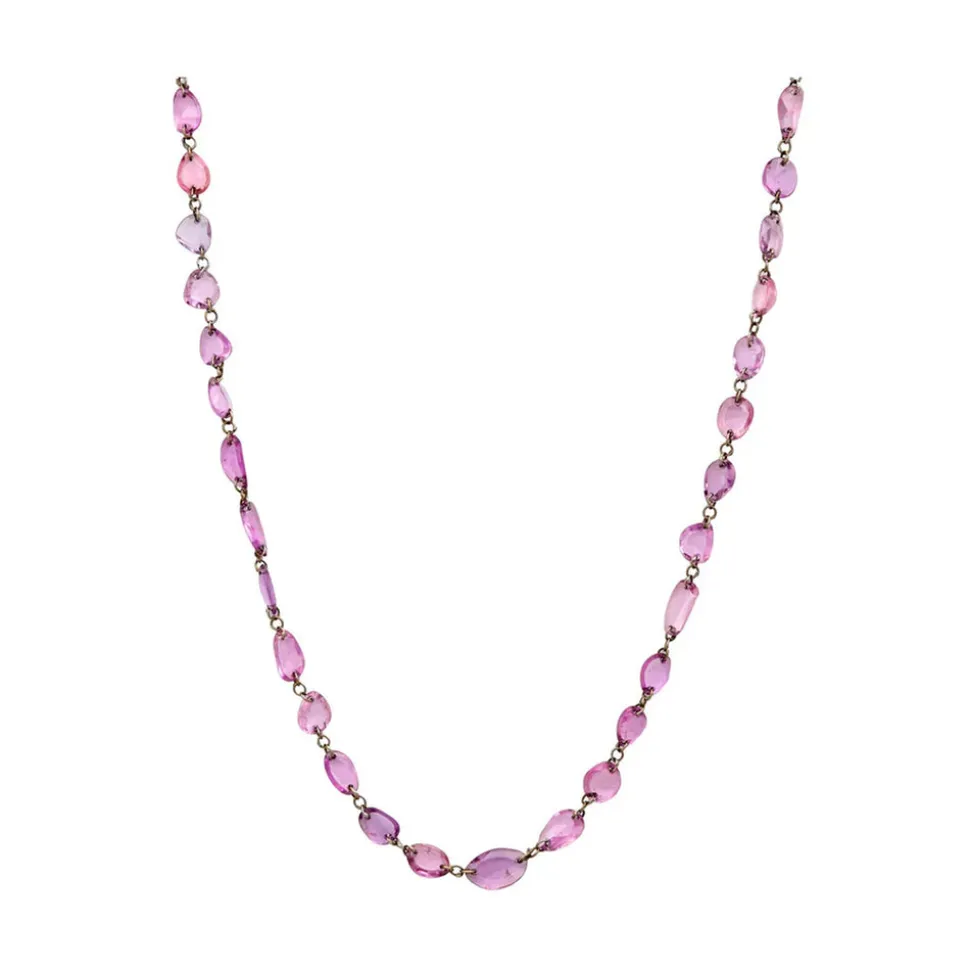 Desert Blooms Mariposa Pink Sapphire Long Necklace