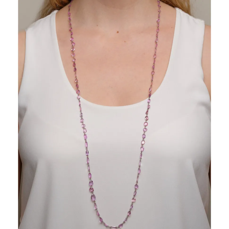 Desert Blooms Mariposa Pink Sapphire Long Necklace