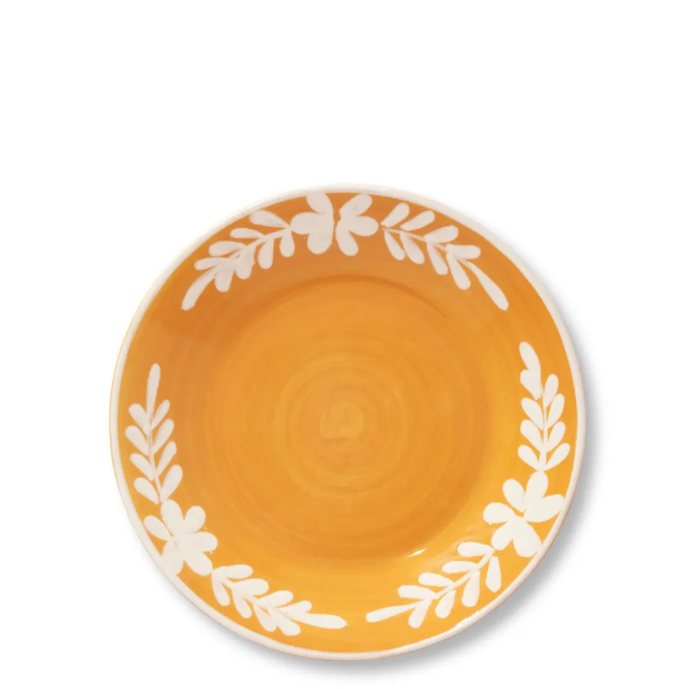 Dessert Plate With White Floral Trim in Marigold