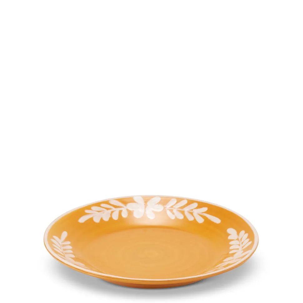 Dessert Plate With White Floral Trim in Marigold