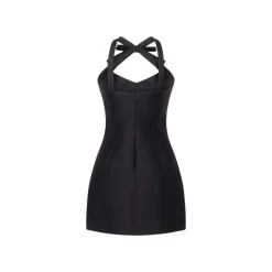 Devi Dress in Black Silk Wool
