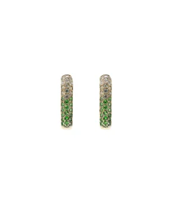 Diamond & Green Sapphire Oval Hoop Earrings