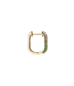 Diamond & Green Sapphire Oval Hoop Earrings