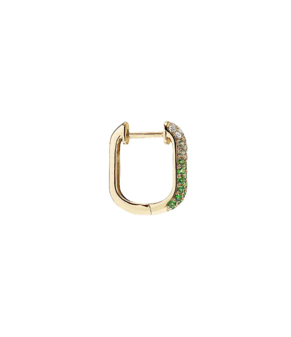Diamond & Green Sapphire Oval Hoop Earrings