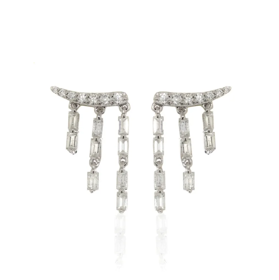 Diamond Baguette and Tassel Earrings