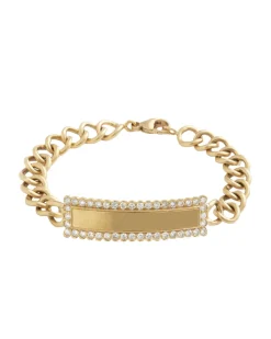 Diamond Edged ID Bracelet with Bespoke Engraving