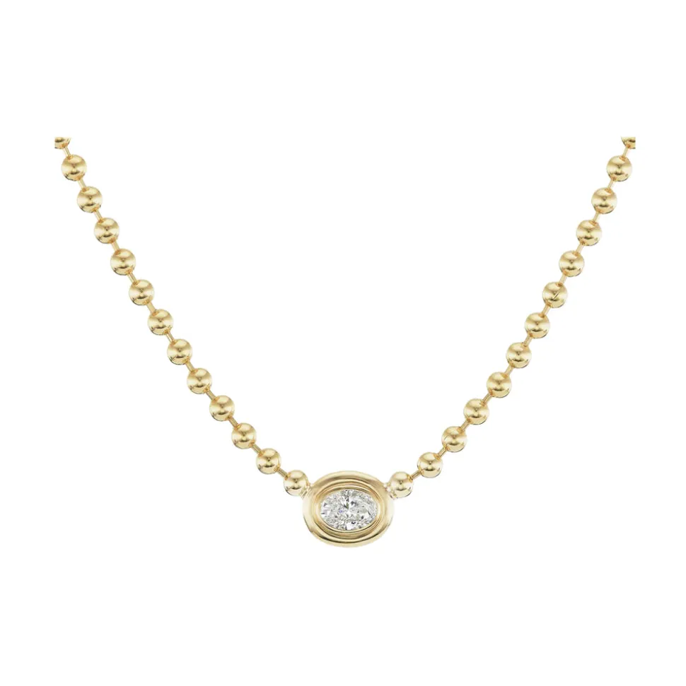 Diamond Oval Double Bubble Bezel Necklace