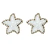 Diamond Starfish Studs in Mother of Pearl