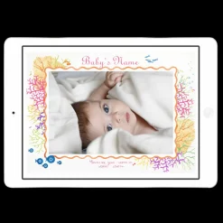 Digital Coral Birth Announcement with Photo